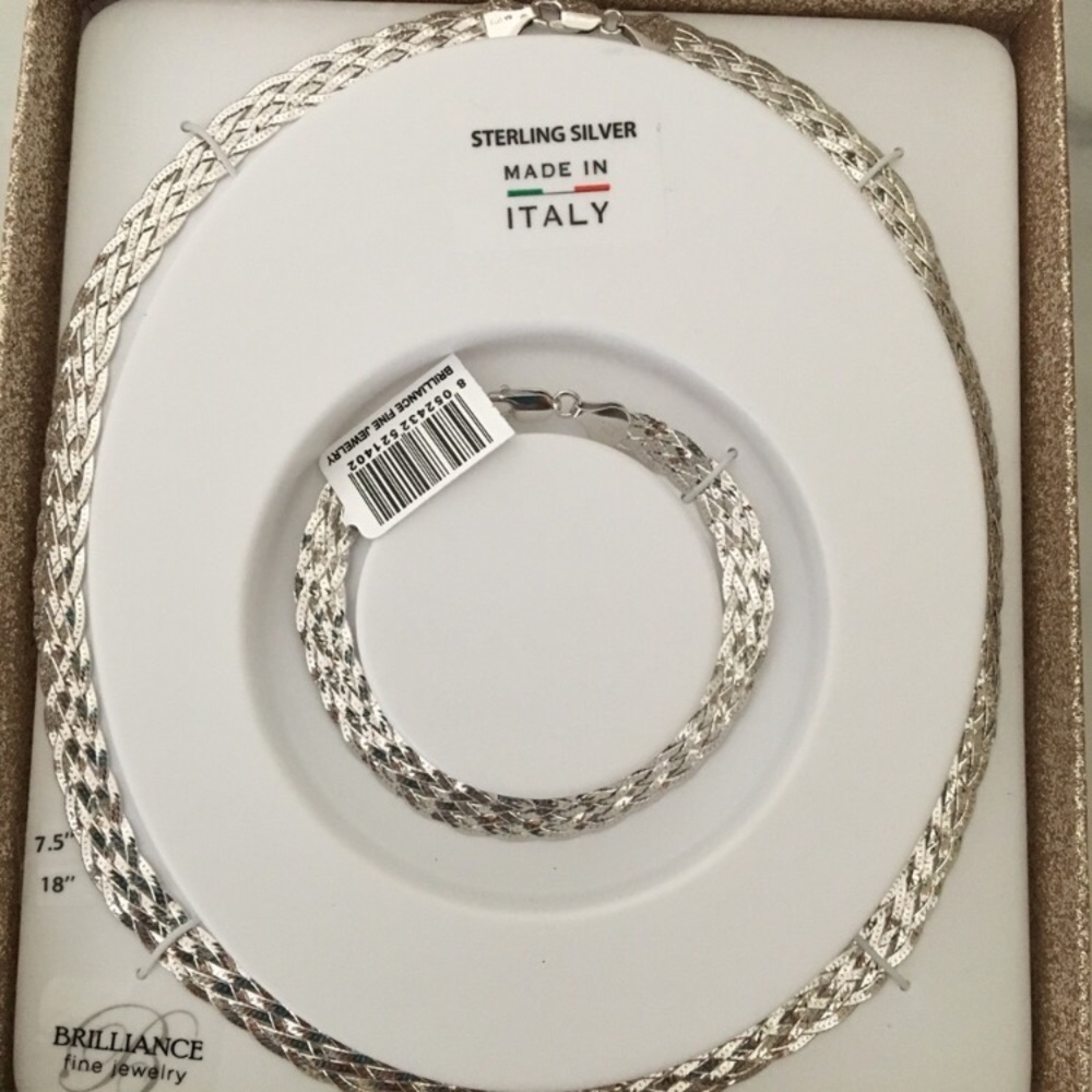 Sterling Silver Braided Necklace & Bracelet Set